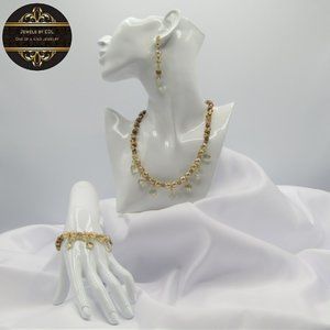 Champagne Gold Colour Beaded Jewelry Set
